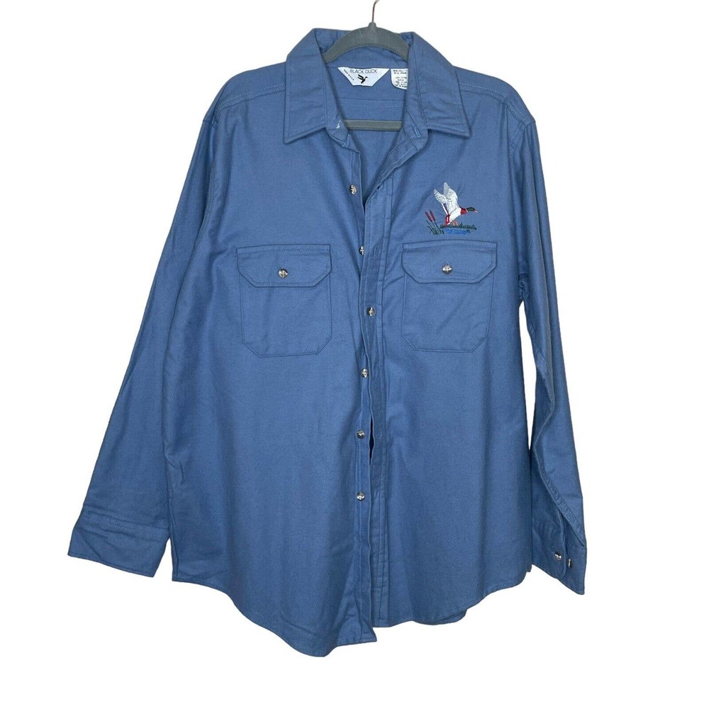Black Duck Chamois XL Mens Blue Cotton Long Sleeve Collared Button Up Shirt